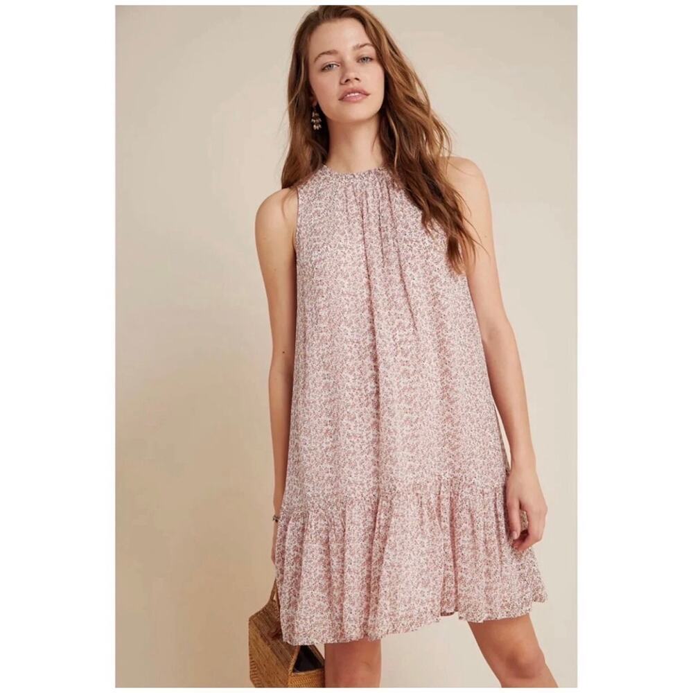 Anthropologie Natalie Flounced Tunic Floral Boho Dress Size Small